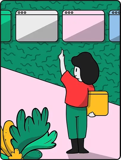 Person browsing course windows